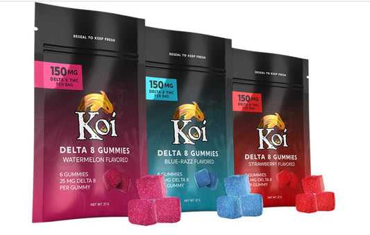 Koi Delta 8 150MG Gummy Bags - 6 Gummies Per Bag - 12 Bags Per Box