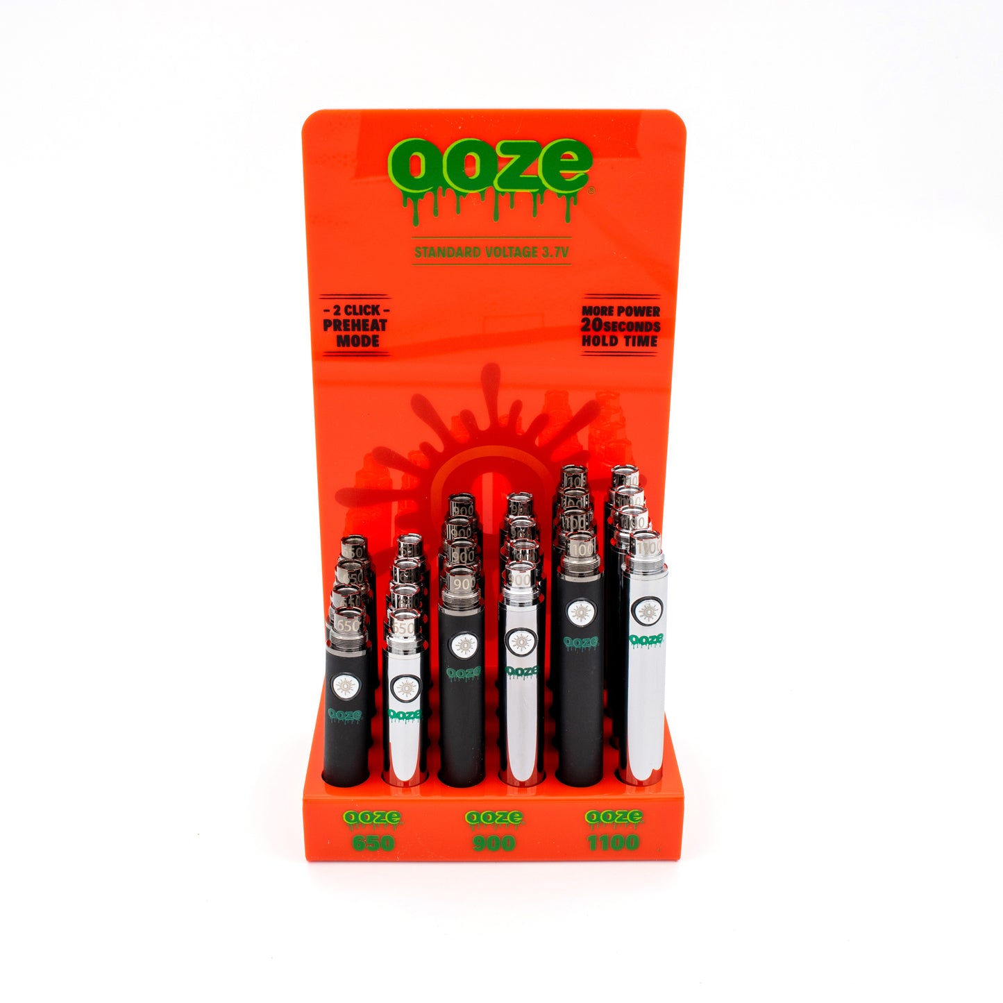 Ooze 510T Vape Battery Display 24ct Choose from Twist or Non-Twist