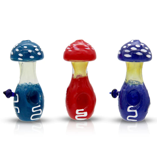 UG 4 Inches Silver Fumed Hand Pipe Mushroom Design Assorted Colors