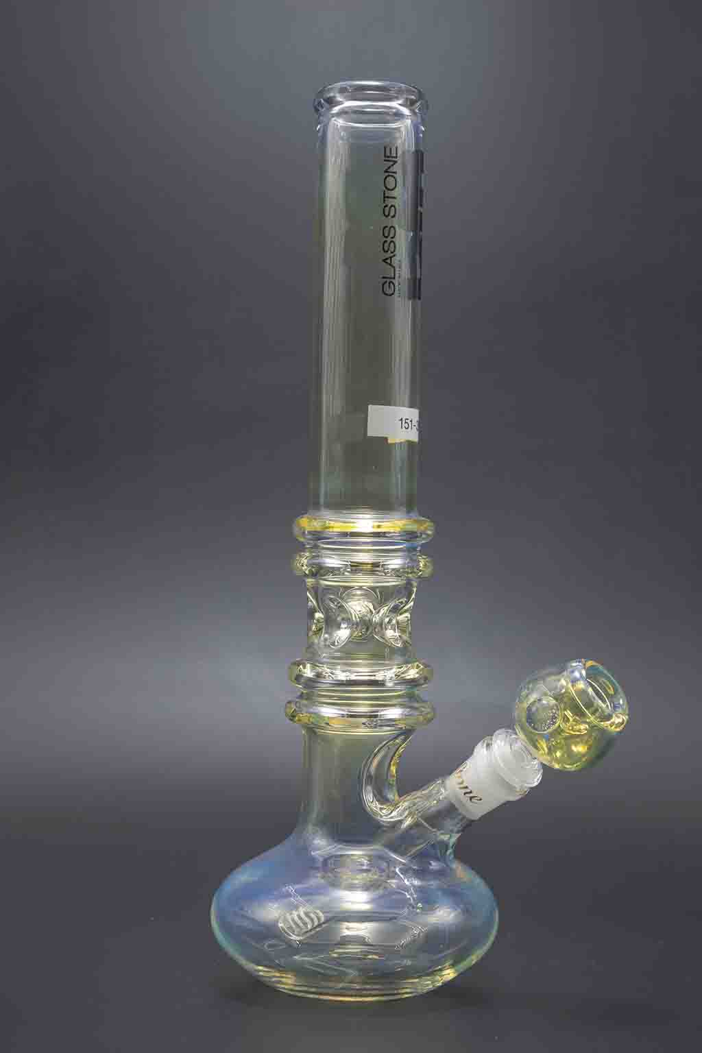Glass Stone Water Pipes - 46mm Extra Heavy 14"-15" Silver Fumed