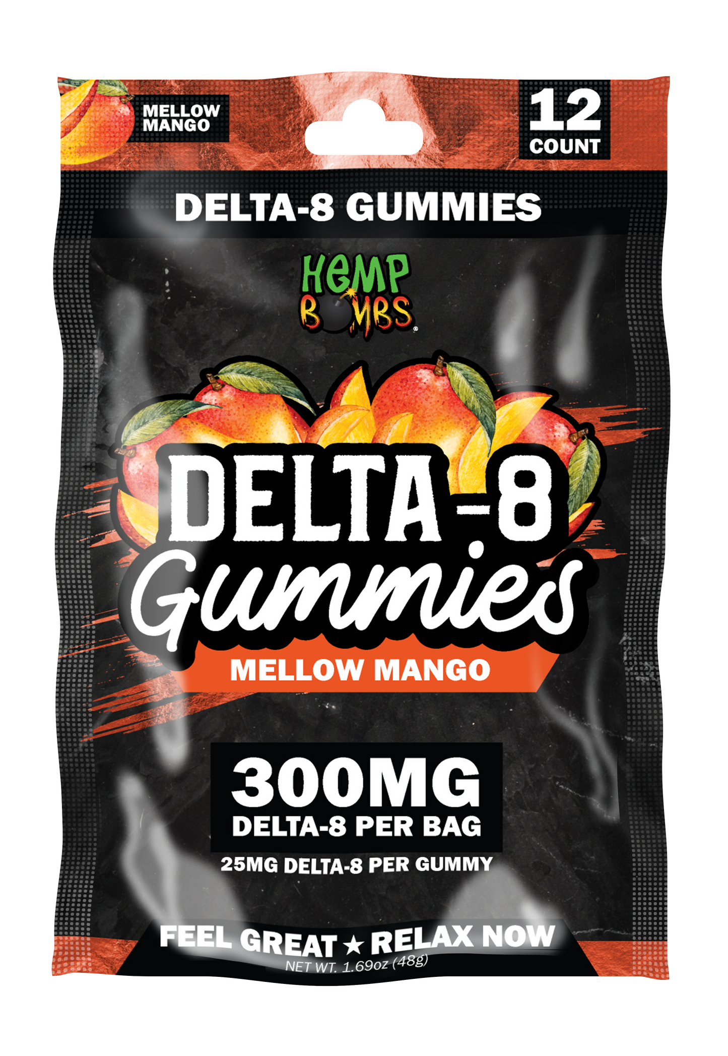 Hemp Bombs Delta 8 300MG Gummies 12 Count Pouch - 6 Pouches Per Bag