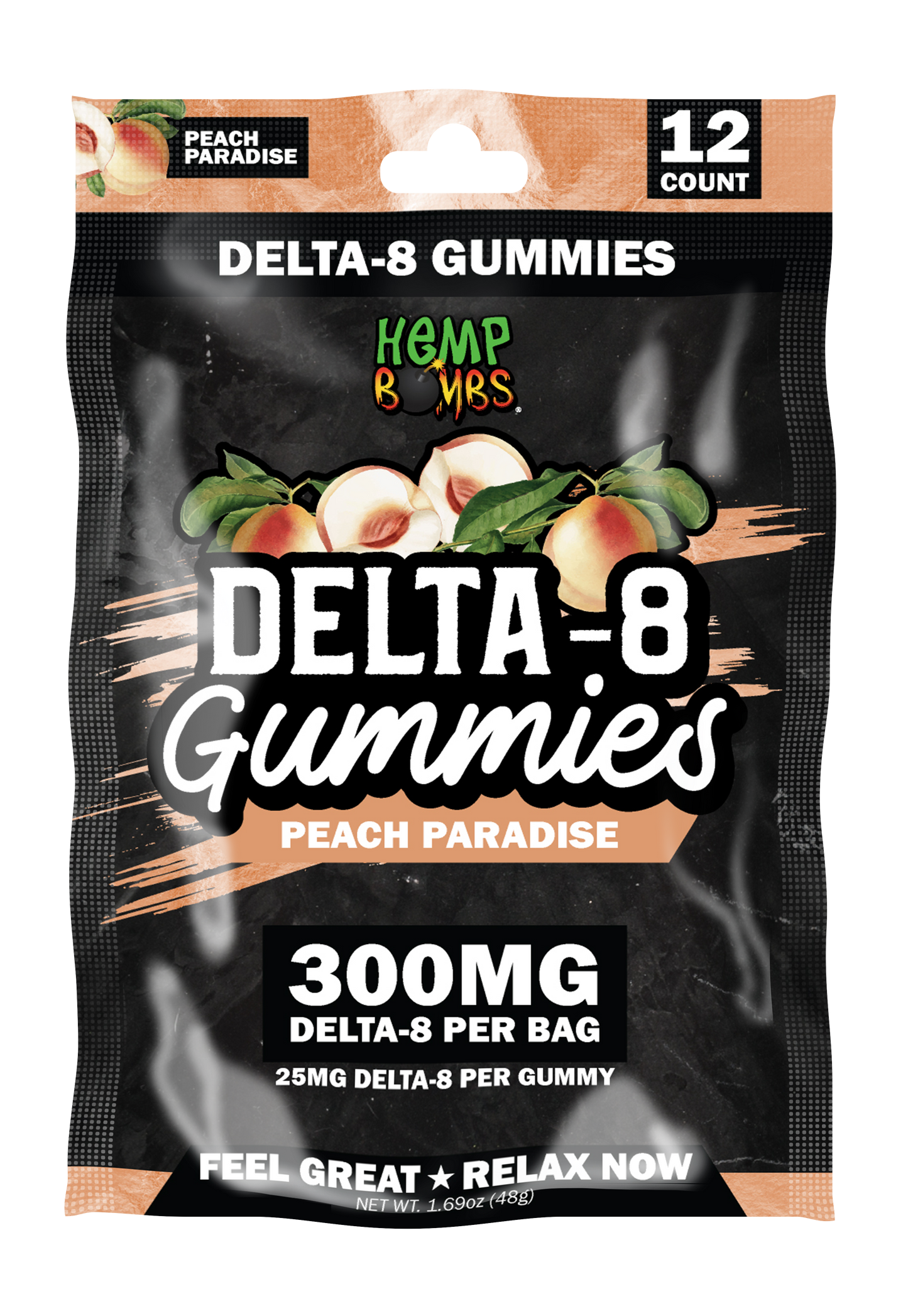 Hemp Bombs Delta 8 300MG Gummies 12 Count Pouch - 6 Pouches Per Bag