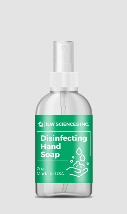 CBD-Free Disinfecting Hand Soap 2oz Glass Pump Bottle USA Made