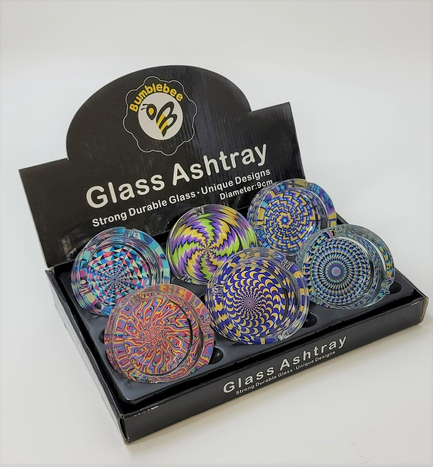 90MM Durable Glass Ashtrays - Pack of 6