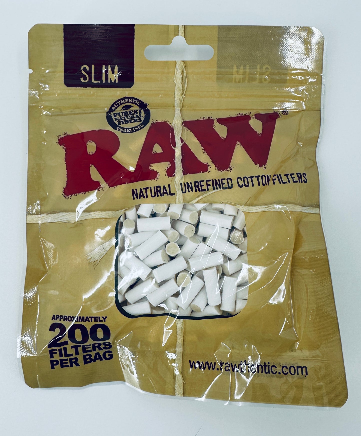 RAWthentic Natural Unrefined Cotton Filter Tips - Slim - 200ct bag