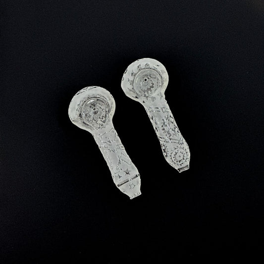 IS 5" Frosted Laser Etched Glass Hand Pipe