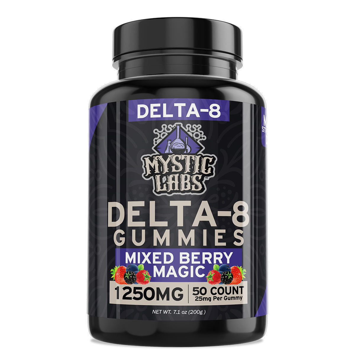 Mystic Labs Delta 8 THC Gummies – Mixed Berry - 50 Count Jar 1250MG