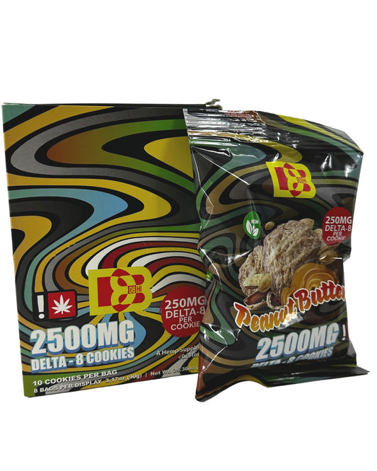 D8-Hi Delta 8 High Potency Cookies - 2500MG Per Bag - *8 Bags Per Display* NEW - Assorted Flavors *NEW*