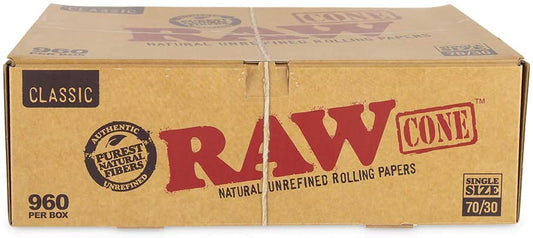 RAWthentic Classic Cones Single Size 70/30 - 960 Count Bulk Box