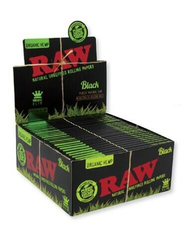 RAWthentic Black ORGANIC HEMP Rolling Papers - 1-1/4" & King Size