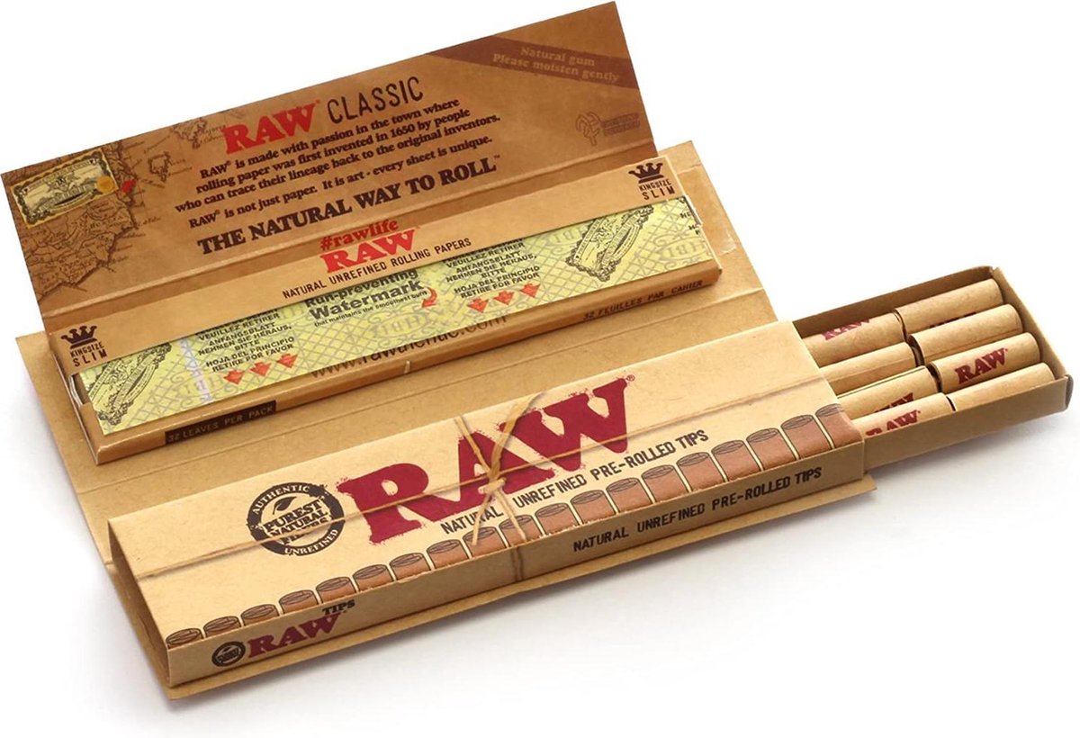 RAWthentic Connoisseur Classic King Size Slim Papers + Pre-rolled Tips24ct