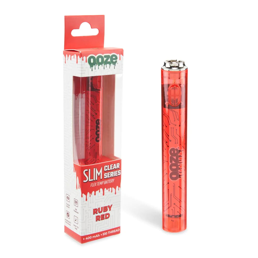 NEW! Ooze Slim Clear Series Transparent 510 Flex Temp Vape 400mAH Battery