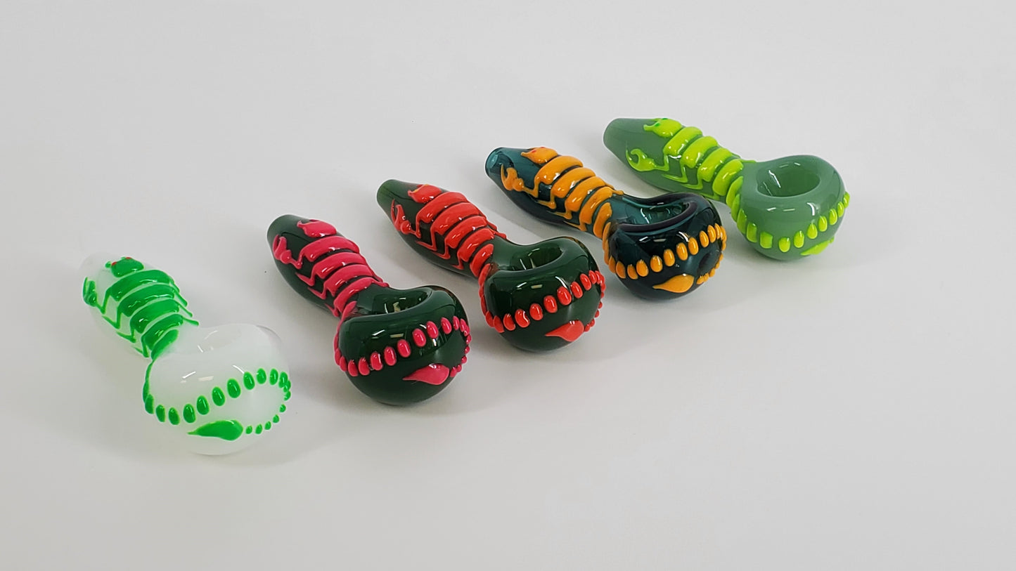 JGB Glow-in-the-Dark Glass Hand Pipes Scorpion Assorted Colors 4"