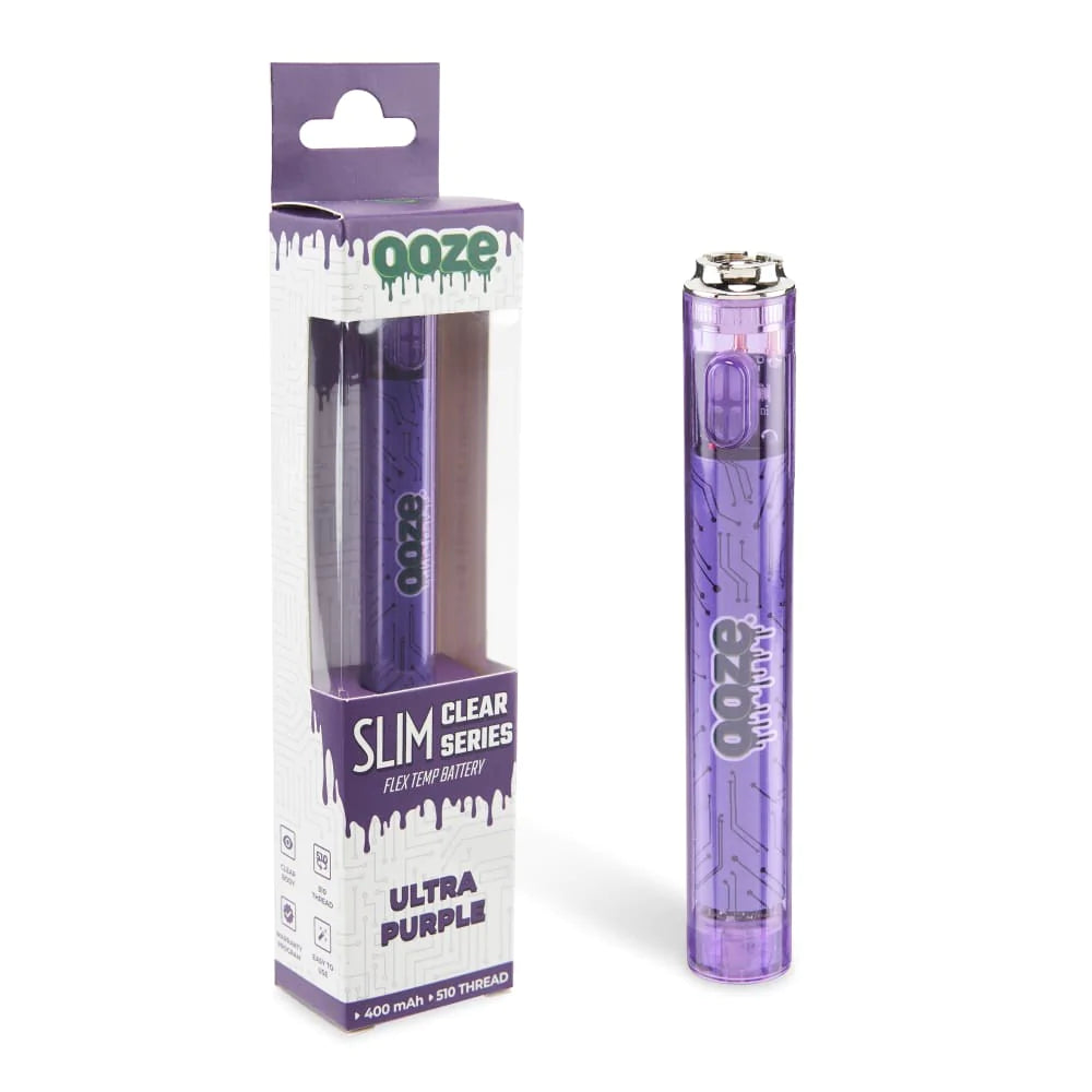 NEW! Ooze Slim Clear Series Transparent 510 Flex Temp Vape 400mAH Battery