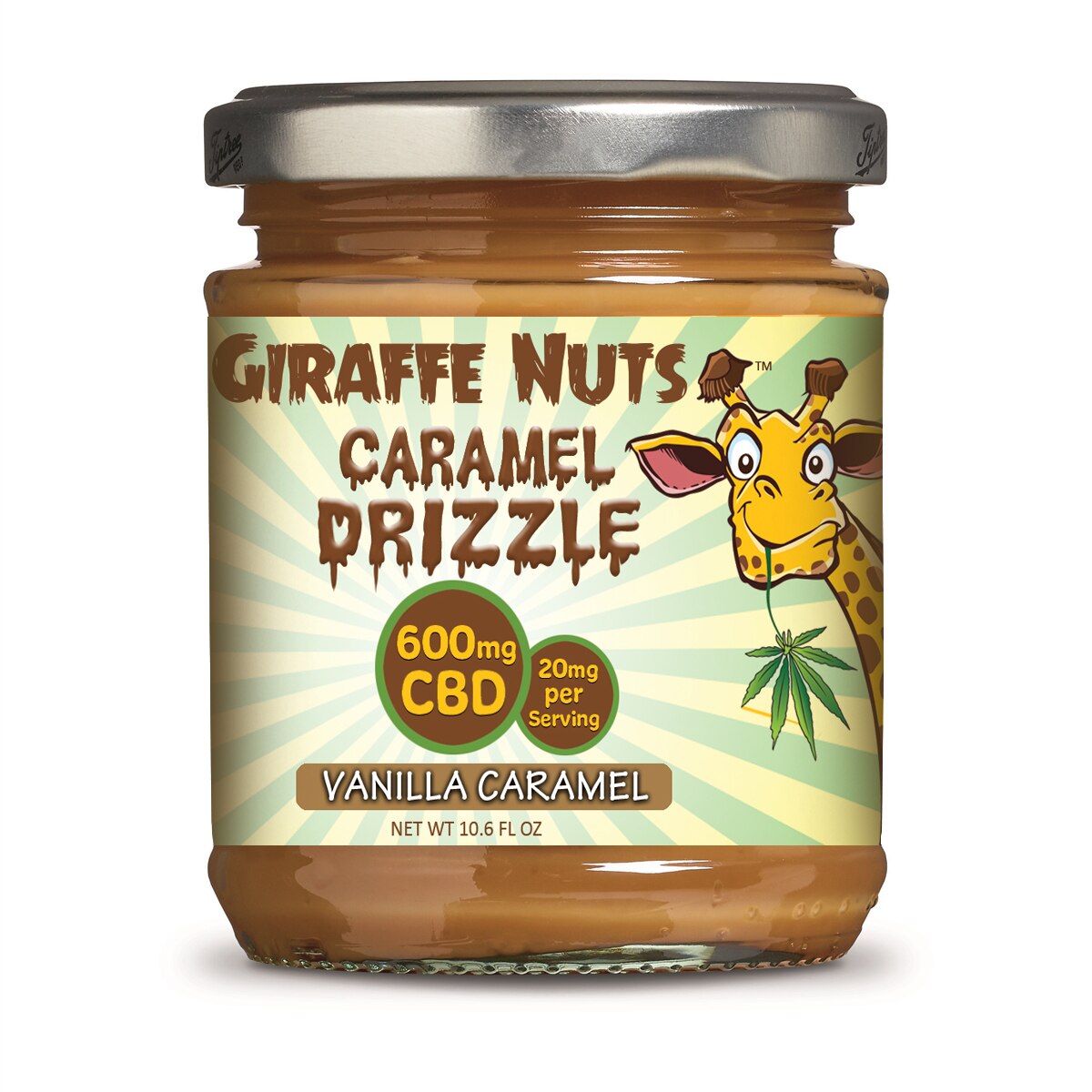 Giraffe Nuts CBD Gluten Free Caramel Drizzle - 600mg CBD Per Jar