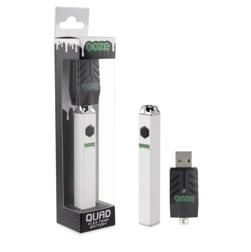 Ooze QUAD 510T Square Vape Battery 500mAh with USB Smart Charger with USB C Charging