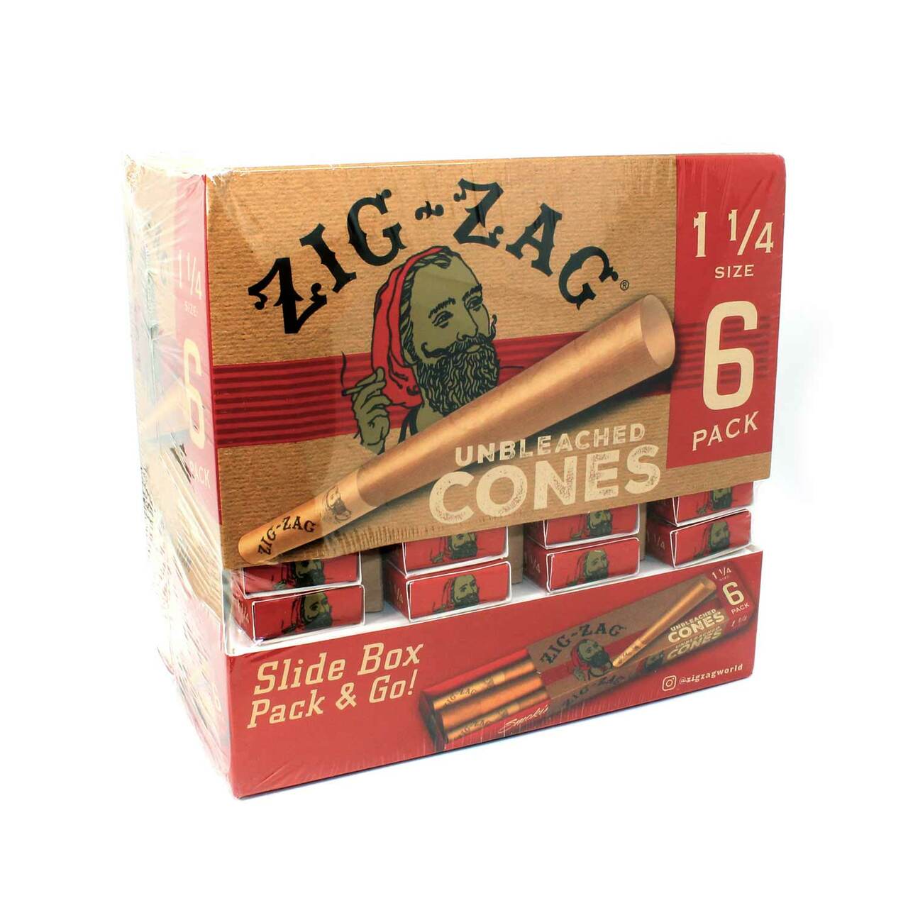 ZIG ZAG Unbleached Paper Cones 36ct Slide Box in 1-1/4" and King Size