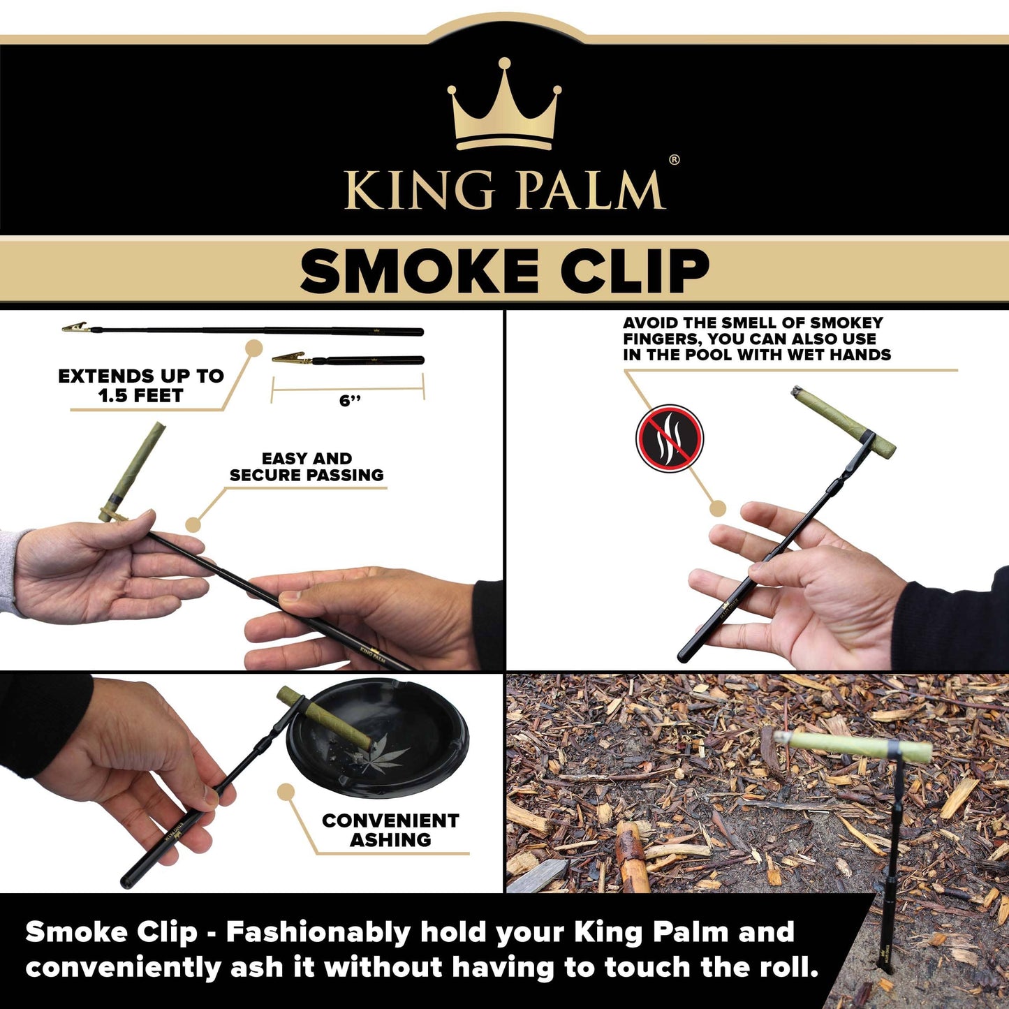 King Palm Gold Roach 18" Extendable Clips - 24 Per Pack