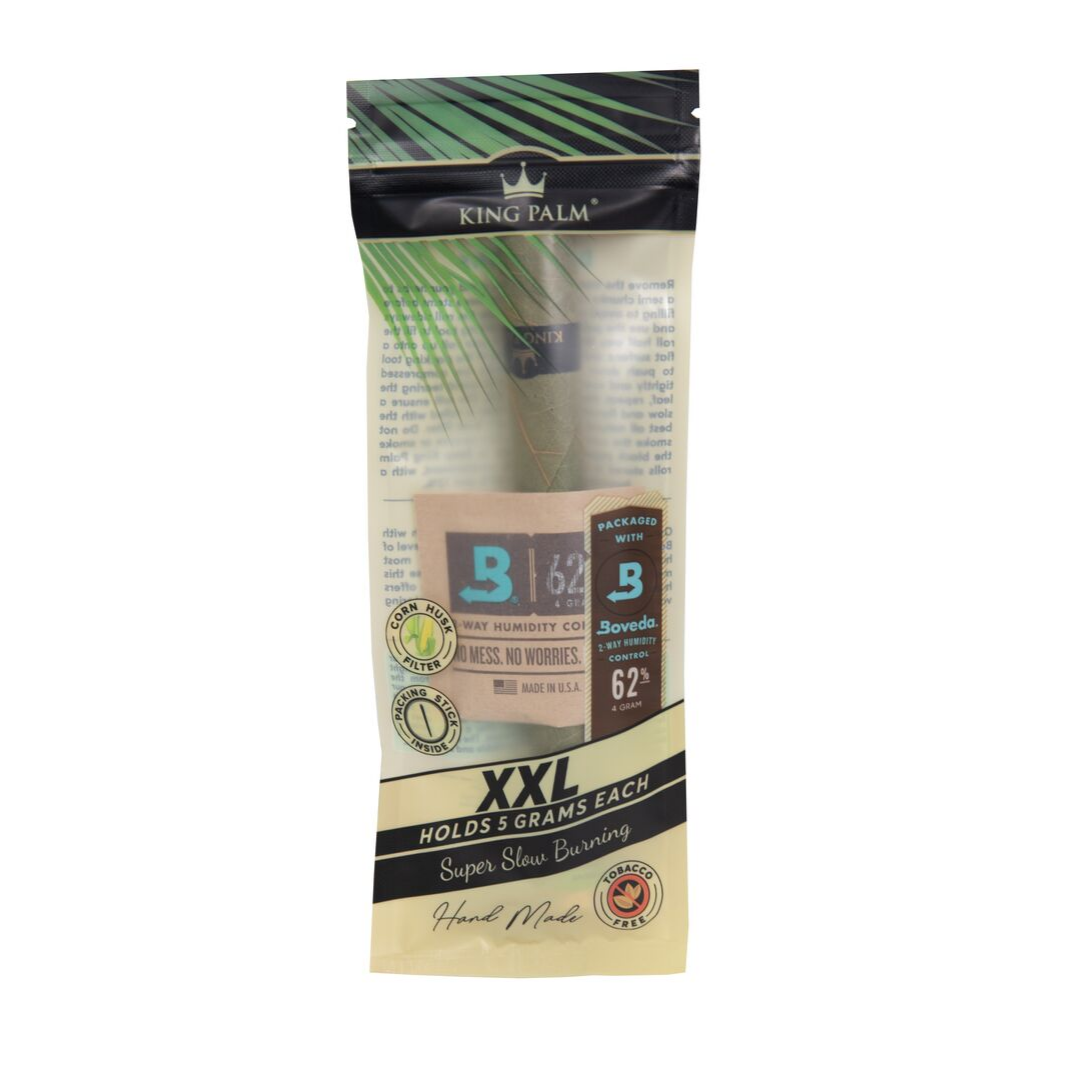 King Palm 1 XXL Natural Leaf Rolls w/ Boveda | Holds 5G Each | 10ct Per Box