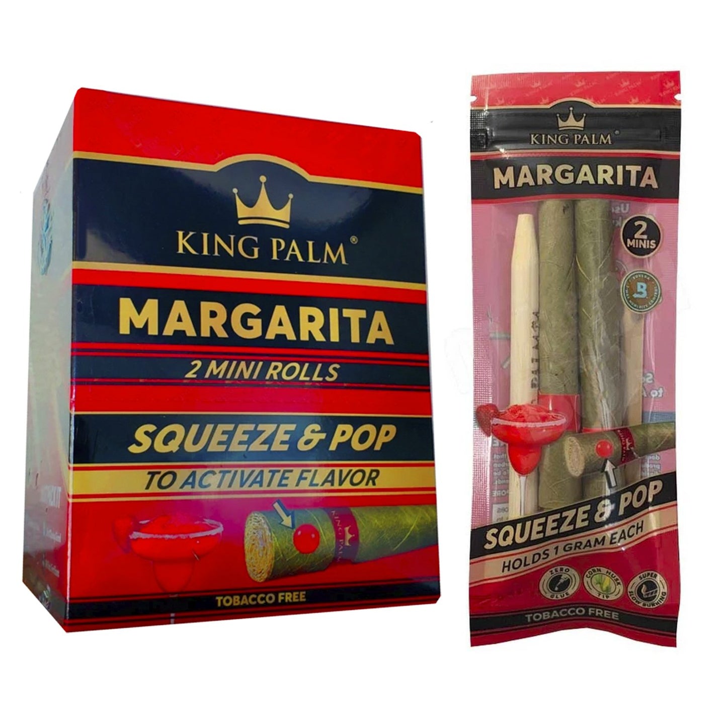 King Palm Flavored Mini Rolls 2pk Pouch 20ct Counter Display - 1G