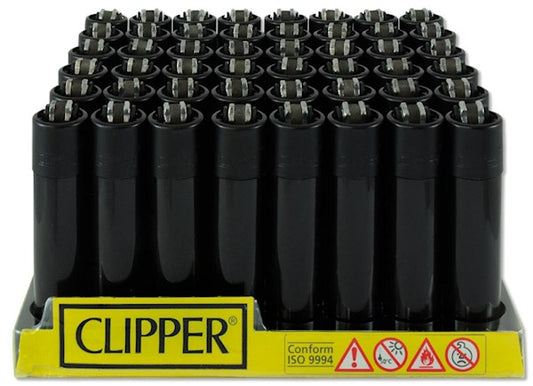 Clipper Jet Flame Lighter Solid Black 48 Display