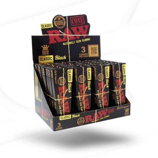 RAWTHENTIC BLACK RETROPACK CONES | AVAILABLE IN 1-1/4 & KING SIZE