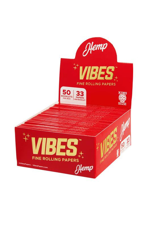 VIBES King Size & 1-1/4" Papers Box - Ultra Thin, Rice, or Hemp